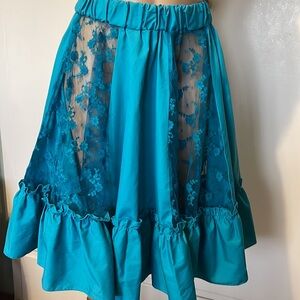 MONDIKI  SQUARE  💃 DANCE Womens SKIRT 💕 Lovely  Agua blue color lace, Ruffled